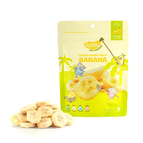 Chuối sấy thăng hoa KOTHECHE – Nguyên vị, Không đường, Healthy Snack (Set 4 gói x 30g)