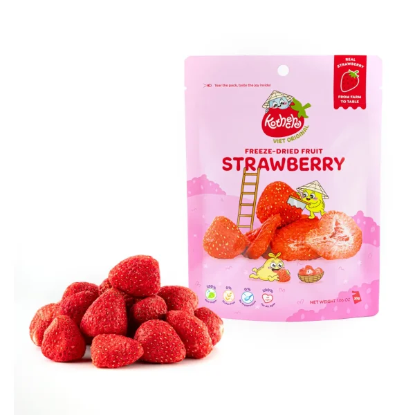 Dâu sấy thăng hoa KOTHECHE – Nguyên vị, Không đường, Healthy Snack (Set 4 gói x 30g)